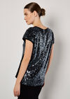 Sequin Embellished T-Shirt, Dark Grey - Charcoal, large