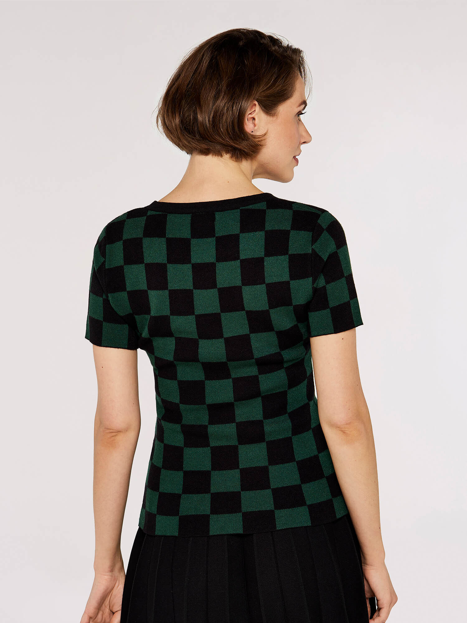 Chequered Knit Top