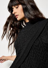 Cable Knit Wrap Jumper, Black, large