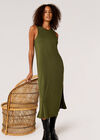 Jersey Modal Midi Dress, Khaki, large