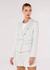 Tweed Cropped Blazer, Blue, large