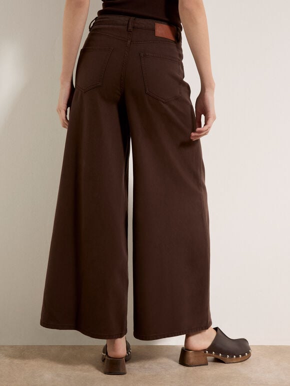 Zoe Wide-Leg Jeans, Brown, large