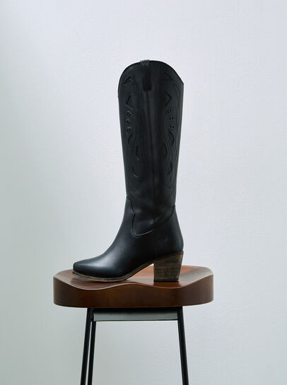 Tall Leather Cowboy Boots