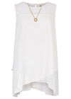 Cross Over Hem Sleeveless Top, Cream, large