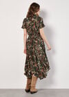 Sarasa Floral Shirt Midi Dress, Khaki, large