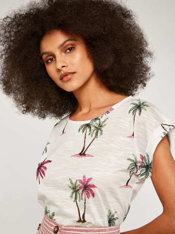 Palm Scene Slub Tee, Pink, large