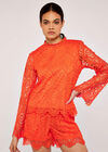Scallop Lace Top, Orange, large
