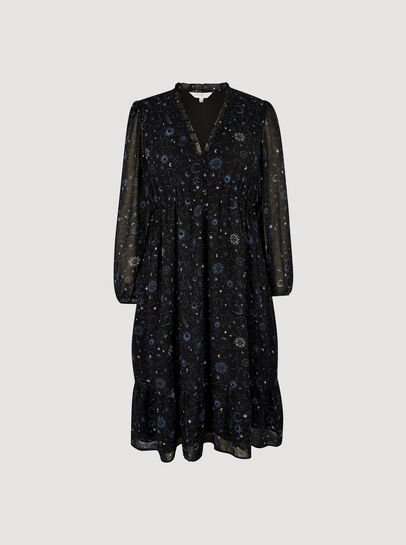 Curve Chiffon Constellation Midi Dress