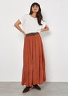 Slub Shimmer Maxi Skirt, Rust, large