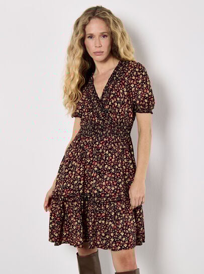 Ditsy Floral Smocked Mini Dress