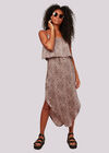 Leopard Midi Satin Crepe Dress, Pink, large