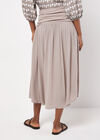Textured Woven Midi Skirt, Brown, large