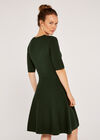 Ribbed Skater Dress, Green, large