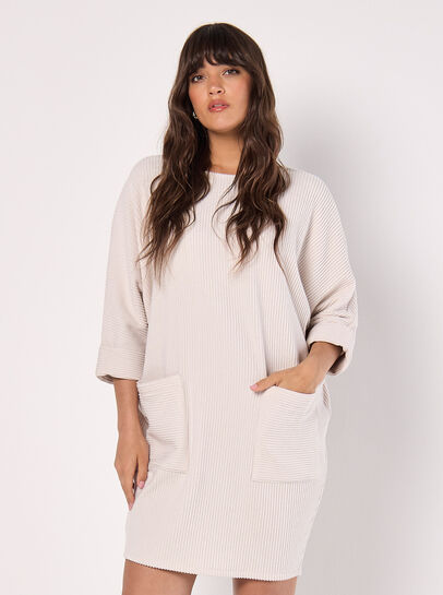 Ribbed Knit Cocoon Mini Dress