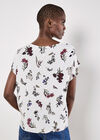 Botanical Floral Print Woven T-Shirt, White, large