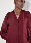 Ruffle Collar Blouse, Burgundy, large