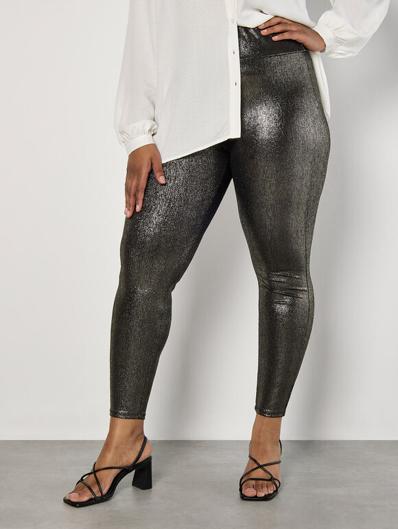 Curve Metallic Shimmer Leggings, Yellow, large