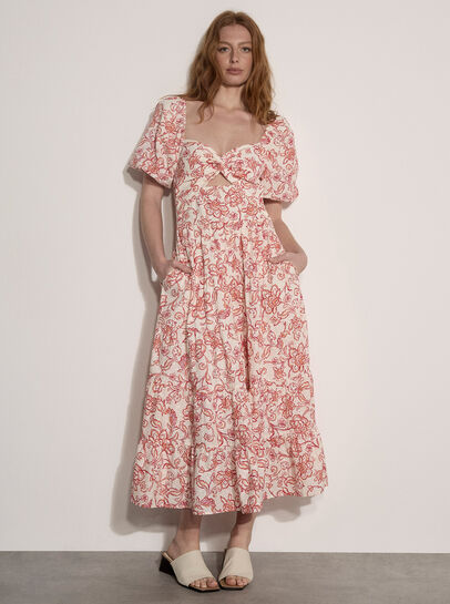 Floral Print Cotton Broderie Maxi Dress