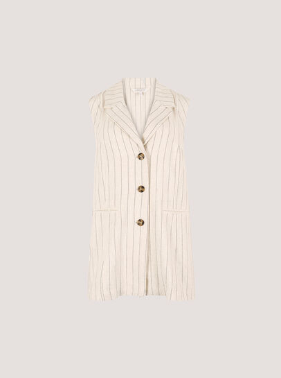 Longline Woven Pinstripe Waistcoat