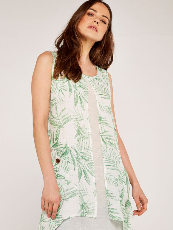 Leaf Print Panel Tunic, Cream, large