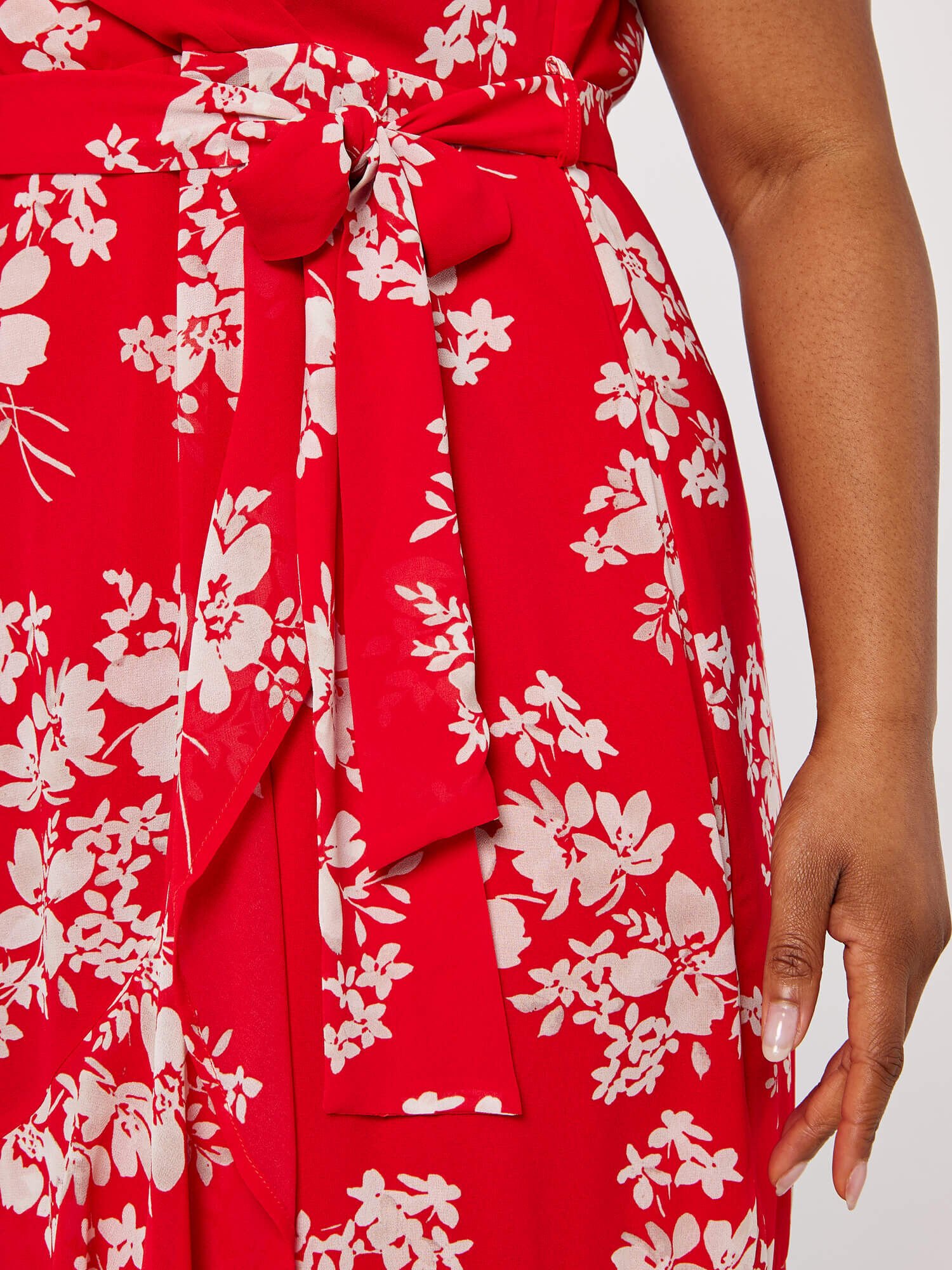 Curve Graphic Floral Wrap Dress