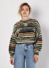 Space Dye Stripe Fluffy Jumper, Green, large