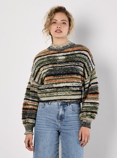Space Dye Stripe Fluffy Jumper
