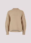 Pearl Gemstone Embellished Jumper, Brown, large