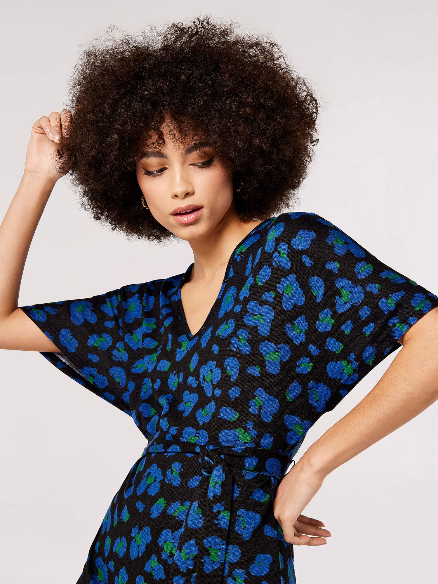Leopard print blue dress top