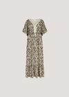 Ikat Swirl Shimmer Maxi Dress, Khaki, large