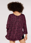 Animal Print Ruffle Top , Burgundy, large