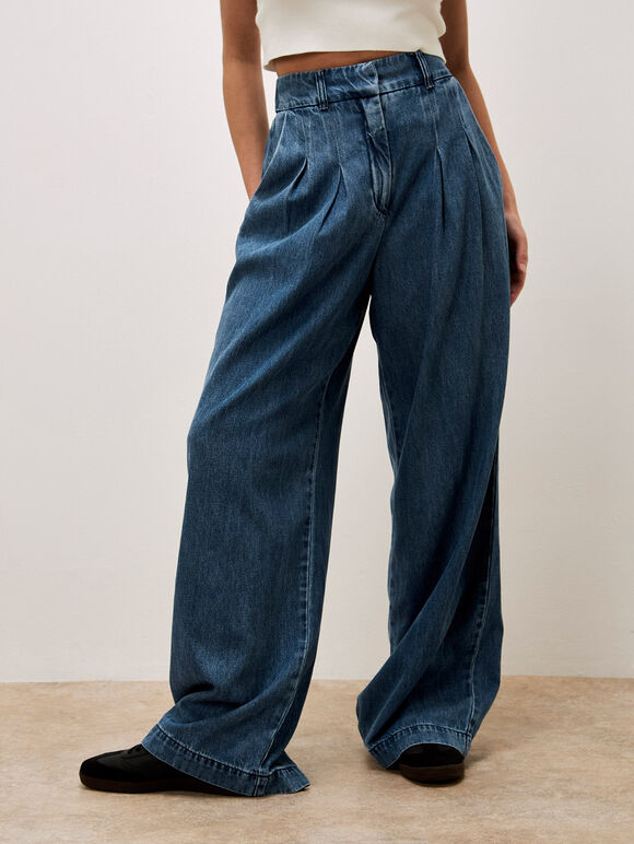 Gabi Wide Leg Jeans, Blue, large