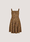 Animal Print Skater Mini Dress, Stone, large
