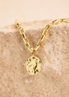 24K Gold Plated Hammered Coin Necklace, Gold, large