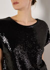 Sequin Crop T-Shirt, Black, large