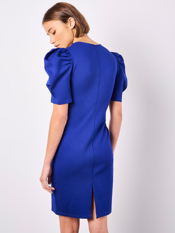 Bow Bodycon Mini Dress, Blue, large