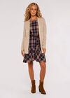 Chunky Ribbed Knit Cardigan, Stone, large