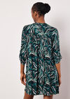Abstract Swirl Shirt Mini Dress, Green, large