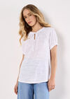Ruffle Detail Jersey T-Shirt, White, large