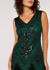 Sequin Tassel Fringe Mini Dress , Green, large