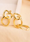 24K Gold Plated Interlock Hoop Earrings, Gold, large