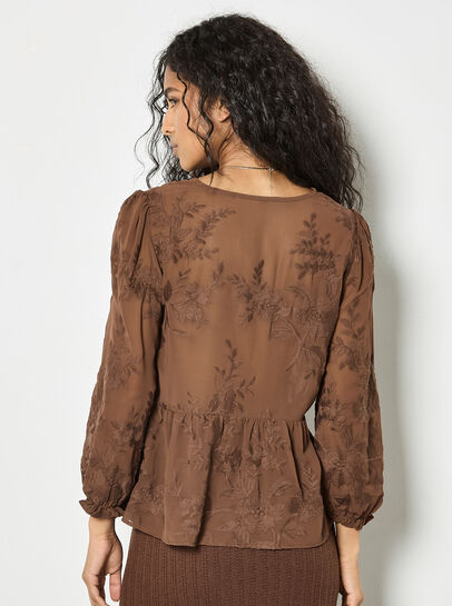 Embroidered Floral Chiffon Top