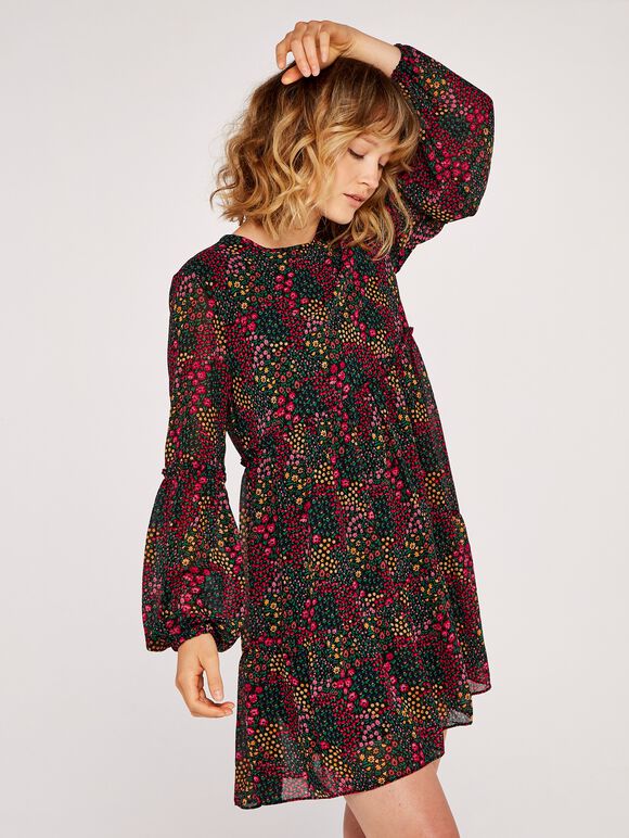Ditsy Mix Dress, Red, large