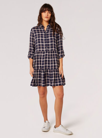 Check Print Shirt Mini Dress