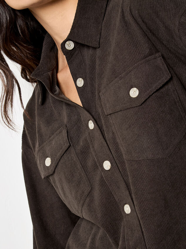 Oversized Cord Shirt, Brown, large