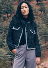 Tweed Cropped Jacket, Black, large