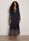 Boho Embroidered Maxi Dress, Navy, large