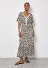 Ikat Swirl Shimmer Maxi Dress, Khaki, large