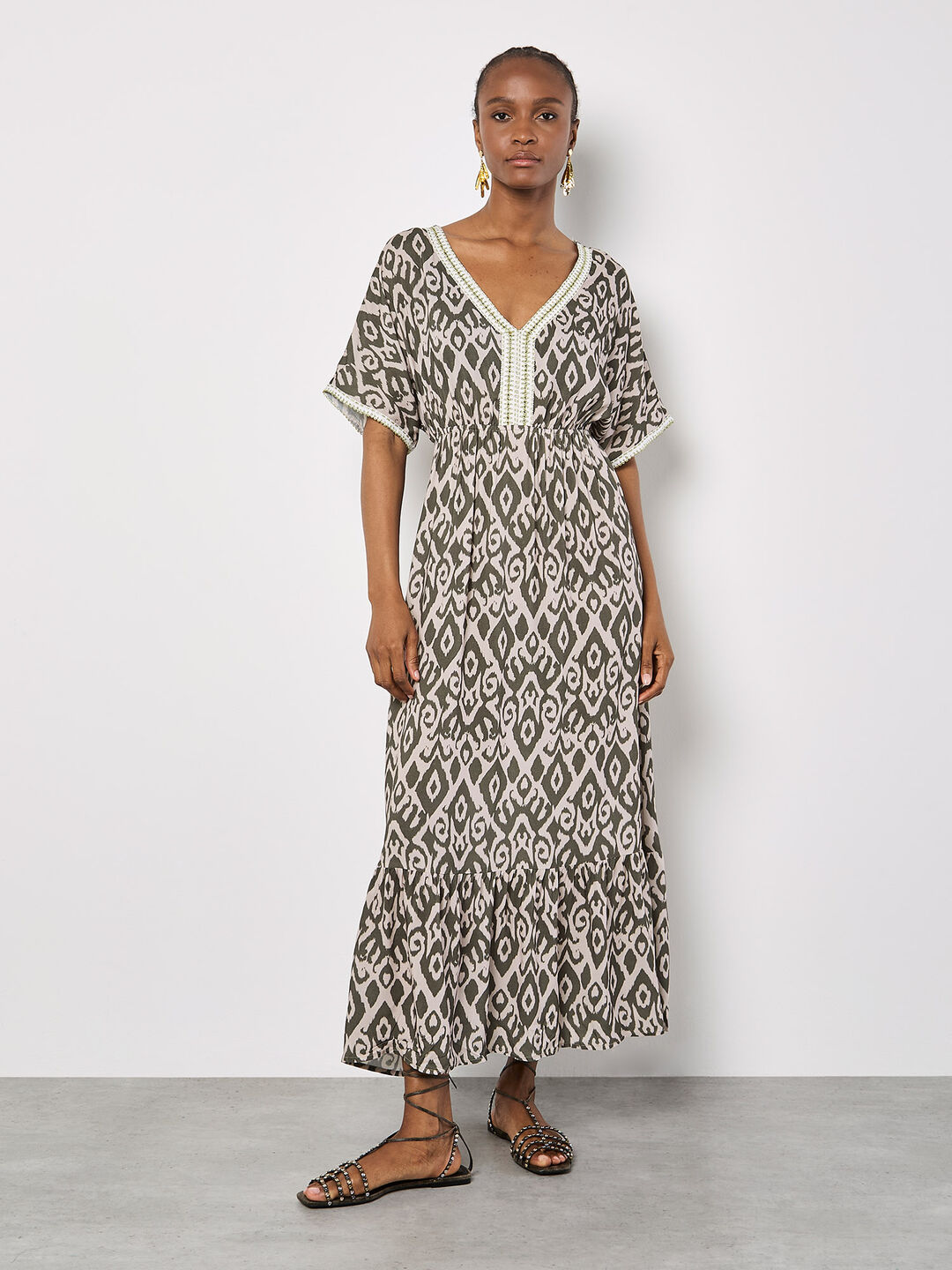 Ikat Swirl Shimmer Maxi Dress