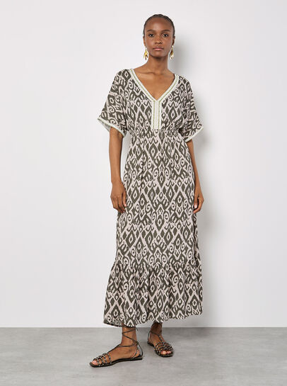 Ikat Swirl Shimmer Maxi Dress